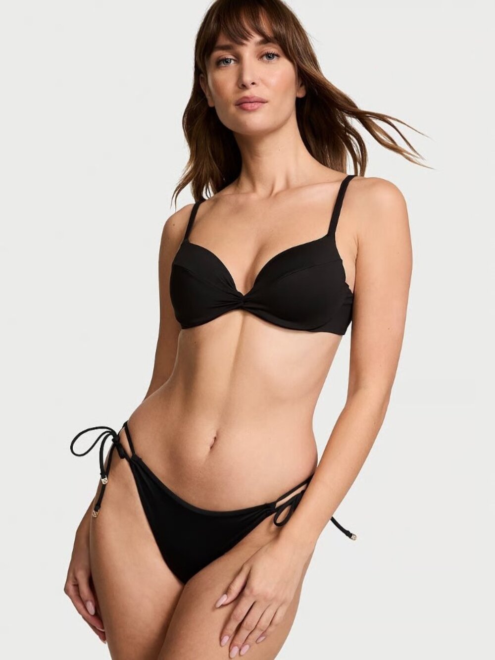 Victorias Secret Womens Padded Black Twist Push-Up Bikini Swim Top 34C